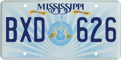 MS license plate BXD626