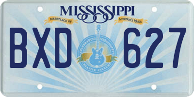 MS license plate BXD627