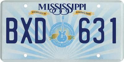 MS license plate BXD631