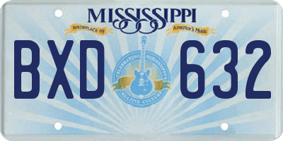 MS license plate BXD632