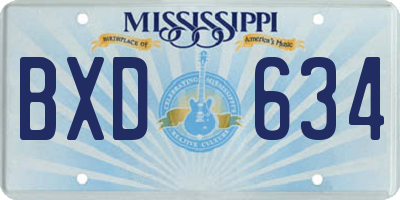 MS license plate BXD634