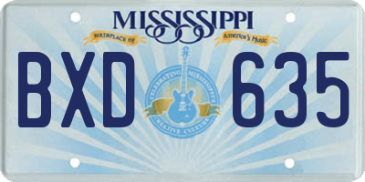 MS license plate BXD635