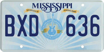 MS license plate BXD636