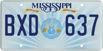 MS license plate BXD637