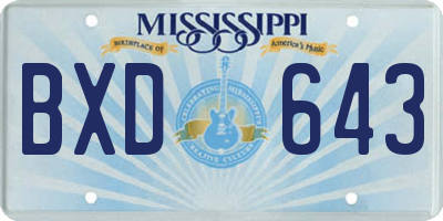MS license plate BXD643