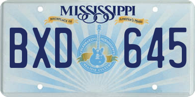 MS license plate BXD645