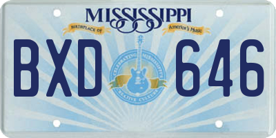 MS license plate BXD646