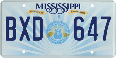 MS license plate BXD647
