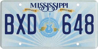 MS license plate BXD648