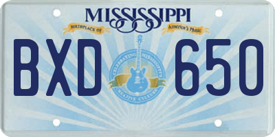 MS license plate BXD650