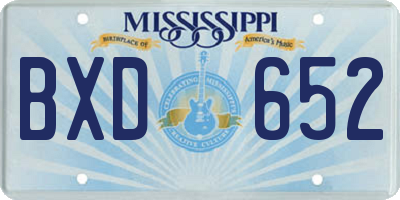 MS license plate BXD652