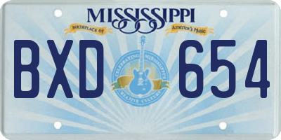 MS license plate BXD654