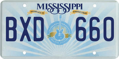 MS license plate BXD660