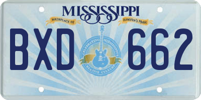MS license plate BXD662