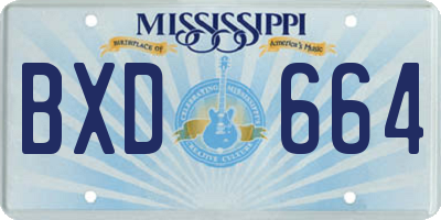MS license plate BXD664