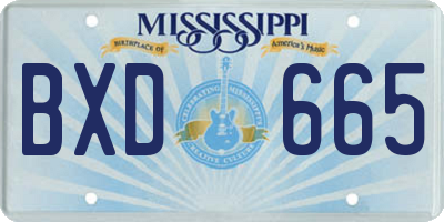 MS license plate BXD665