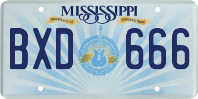 MS license plate BXD666