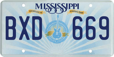 MS license plate BXD669