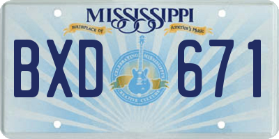 MS license plate BXD671
