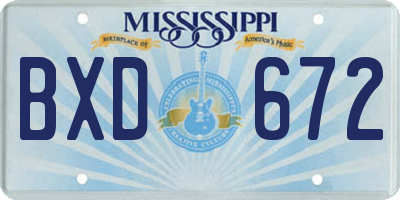 MS license plate BXD672