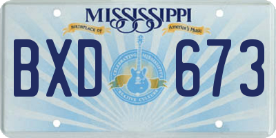 MS license plate BXD673