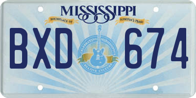 MS license plate BXD674