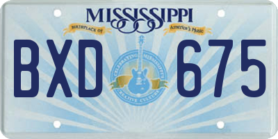 MS license plate BXD675