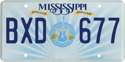 MS license plate BXD677