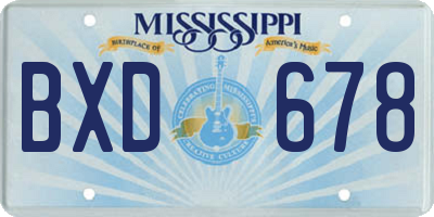 MS license plate BXD678