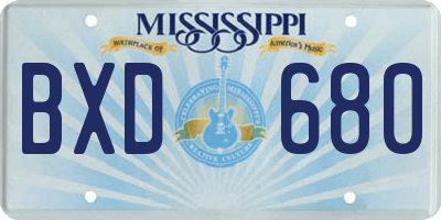 MS license plate BXD680