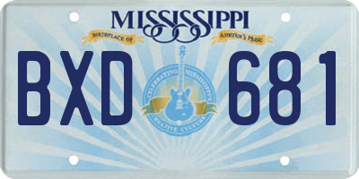 MS license plate BXD681