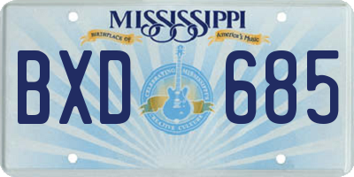 MS license plate BXD685