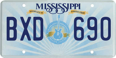 MS license plate BXD690
