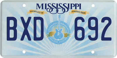 MS license plate BXD692