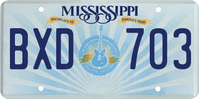 MS license plate BXD703