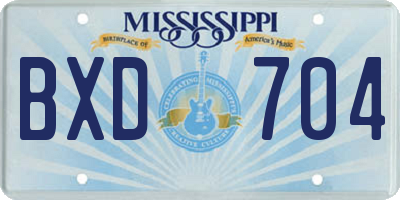 MS license plate BXD704