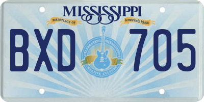 MS license plate BXD705