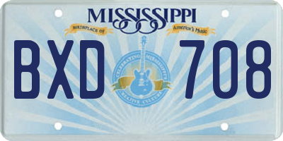 MS license plate BXD708