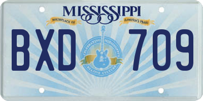 MS license plate BXD709