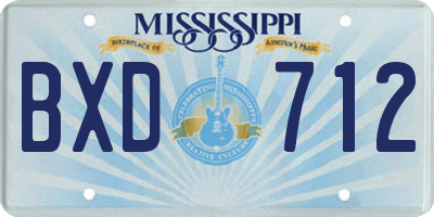 MS license plate BXD712