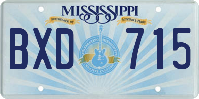 MS license plate BXD715