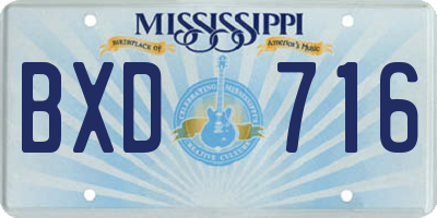 MS license plate BXD716