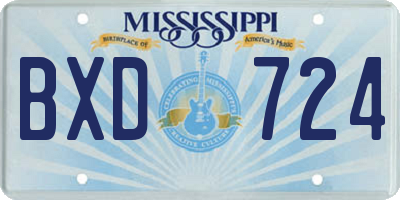 MS license plate BXD724
