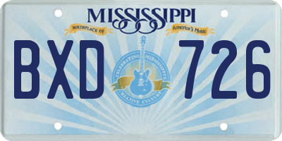 MS license plate BXD726