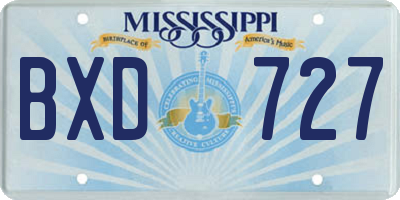 MS license plate BXD727