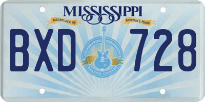 MS license plate BXD728