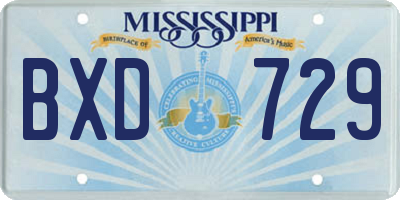MS license plate BXD729