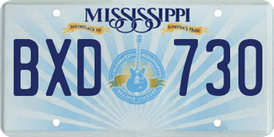 MS license plate BXD730