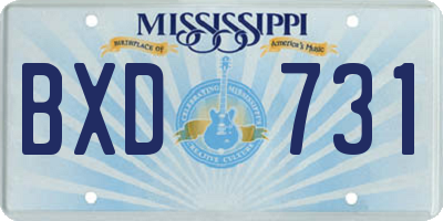MS license plate BXD731