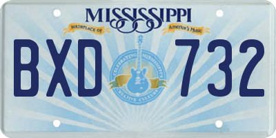 MS license plate BXD732